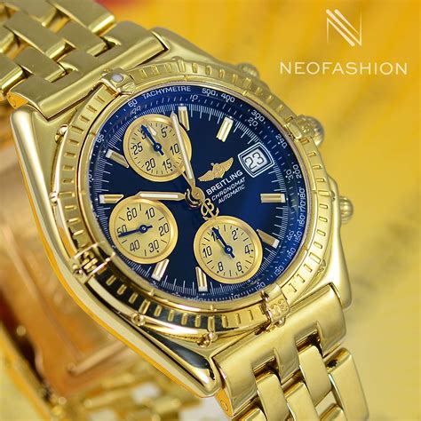 breitling 18k gold watch|largest breitling gold watch.